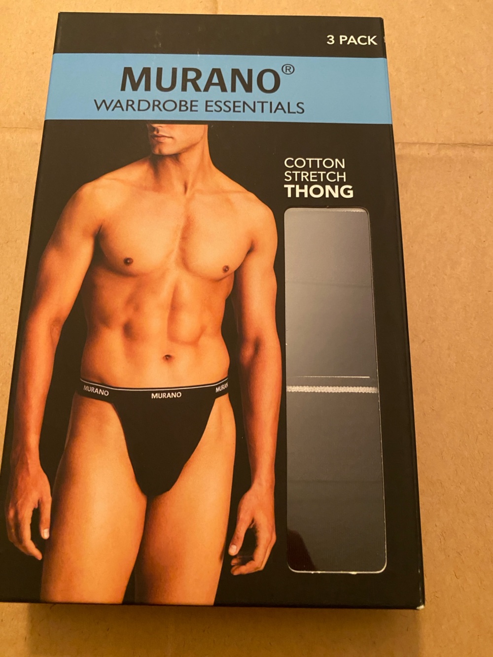 Murano Men's Cotton Stretch Thong — Black & Gray (3 Pack)